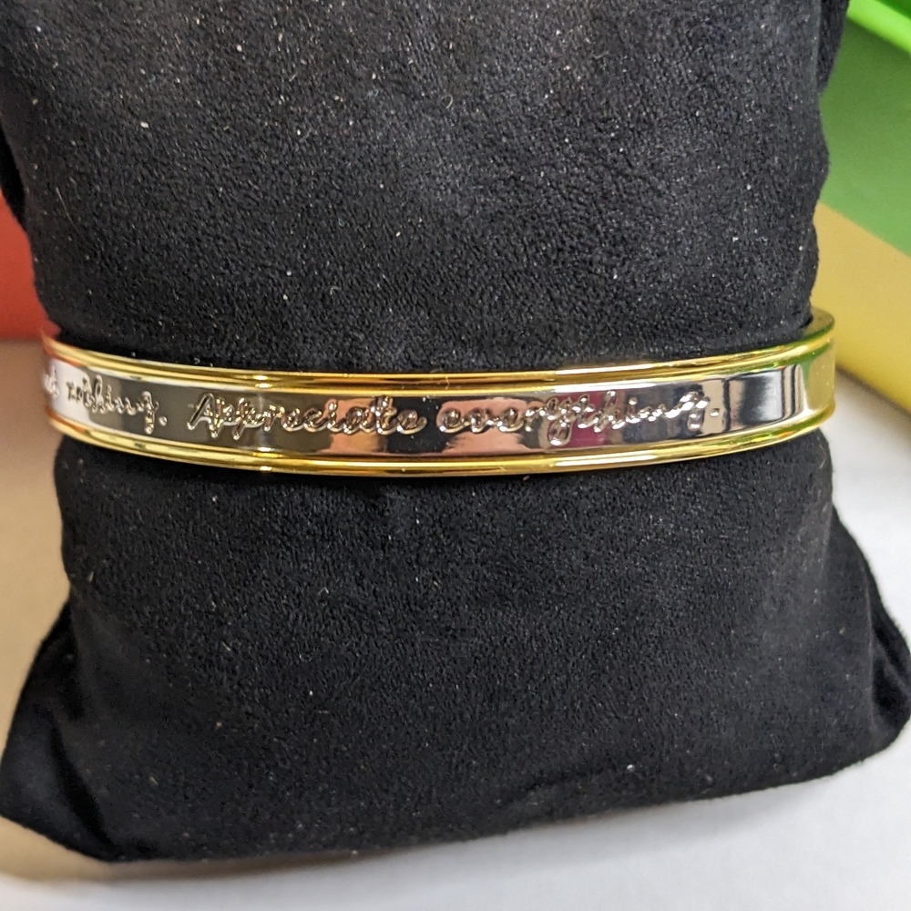 Rustic Cuff Gold & Silver‎ Bangle  "Expect Nothing Appreciate Everything"
